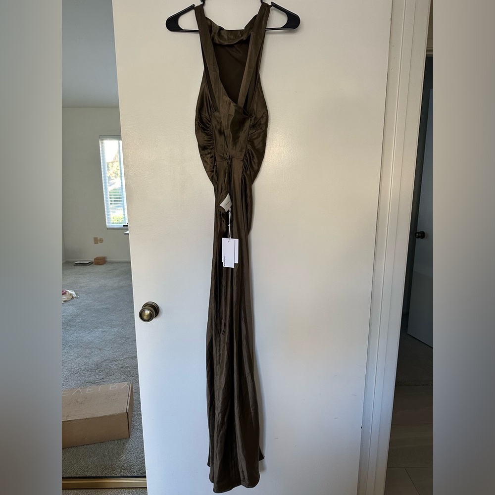 Reformation Anaiis Silk Dress in Morel - Picture 3 of 4